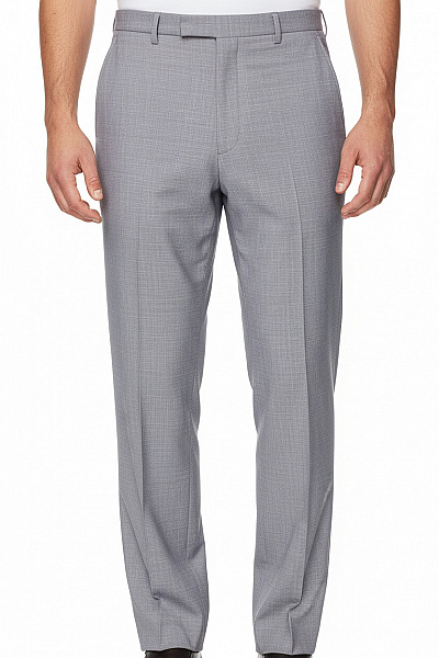 BENVENUTO Pánské Společenské Kalhoty šedé Jemně Kostkované Rovné Elegantní Velikost 56