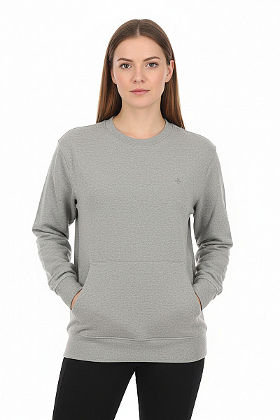 LIU JO Dámská šedá Mikina Přes Hlavu Crewneck Klokaní Kapsa Jednobarevná Velikost L