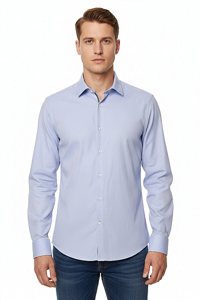 Hugo Boss Pánská Modrá Košile Slim Fit Dlouhý Rukáv Elegantní Vzorovaná Vel. L