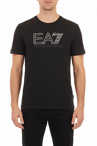 ARMANI Pánské Tričko černé Krátký Rukáv S Nápisem Basic Vel. L