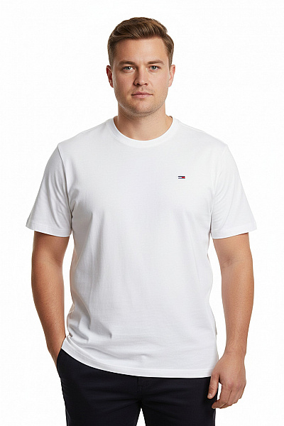 TOMMY HILFIGER Pánské Tričko Bílé Basic S Krátkým Rukávem A Kulatým Výstřihem Velikost 3XL
