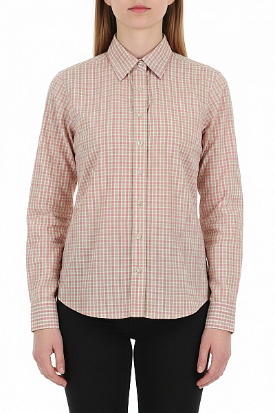 LANDS´END Dámská Kostkovaná Košile S Dlouhým Rukávem Růžová Velikost 36