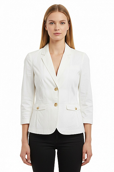 OPUS Dámský Bílý Bavlněný Blejzr Vypasovaný Ležérní Jarní Letní Velikost 38