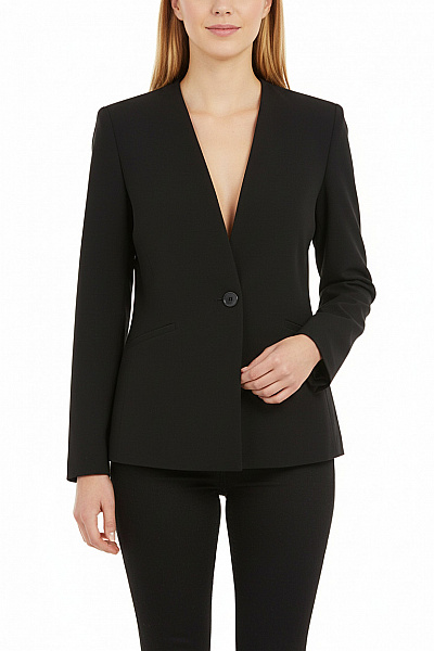 PART TWO Dámský černý Polyesterový Elegantní Sako Bez Límce Vypasované Jednořadé S Jedním Knoflíkem Velikost 40
