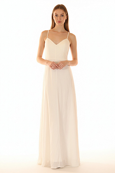 IVY & OAK Bílé Dlouhé šaty Na Ramínka Elegantní Společenské Vel. 38