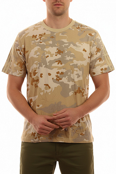 ADIDAS Pánské Tričko Krátký Rukáv Maskáčové Béžové Hnědé Streetwear Velikost XL