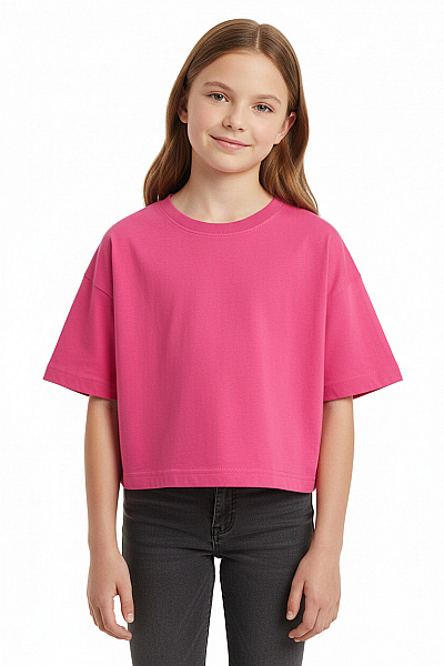 ZARA Dívčí Crop Tričko Krátký Rukáv Jednobarevné Letní Oversize Velikost 120