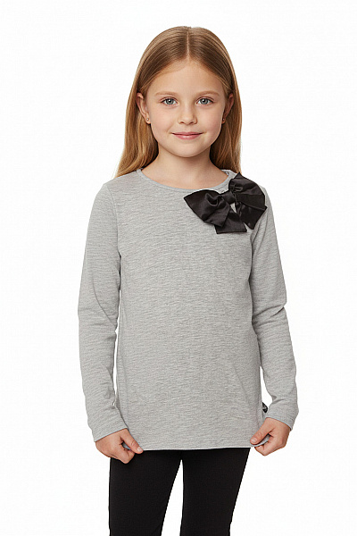 HM  Dívčí šedé Tričko Dlouhý Rukáv Mašle žebrovaný Velikost 110/116