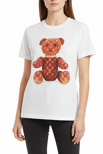 LOUIS VUITTON Dámské Tričko S Krátkým Rukávem A Potiskem Medvídka Velikost S