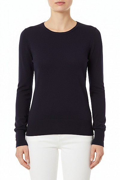 CAMAIEU Dámský Tmavě Modrý žebrovaný Pulovr Elegantní Základní Dlouhý Rukáv Velikost XXS