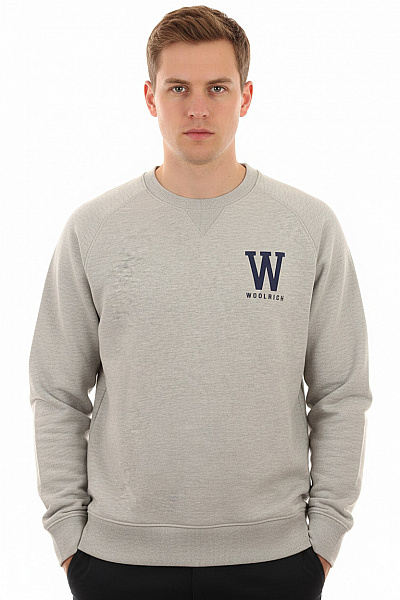 Woolrich Pánská Bavlněná Polyesterová šedá Mikina Přes Hlavu Crewneck S Potiskem Vel. Xl