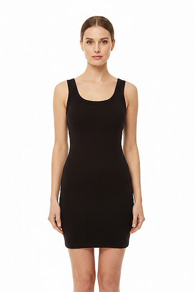 Organic Basics Dámské Bavlněné Tílkové šaty Letní Jednoduché černé Vel. XS