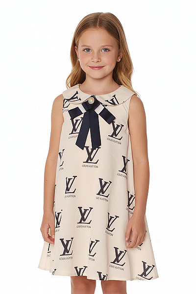 LOUIS VUITTON Dívčí šaty S Potiskem A Mašlí Velikost 5/6y