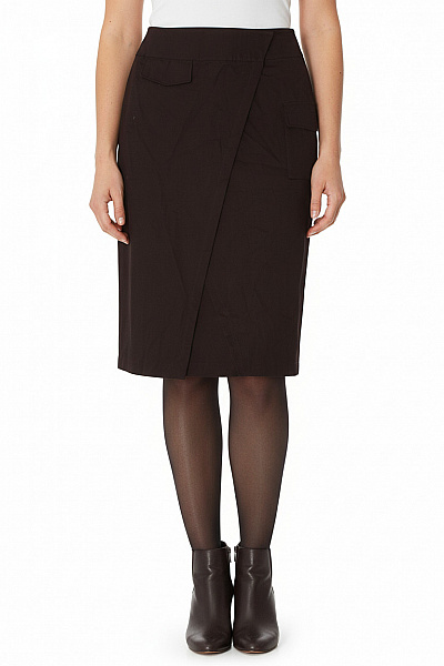 Reserved Dámská Hnědá Pouzdrová Sukně Zavinovací S Kapsami Business Dlouhá Vel. Xl