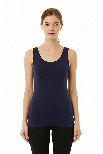 ATMOSPHERE Dámské Bavlněné Tílko Basic Tmavě Modré Jednobarevné Bez Rukávů Velikost 38