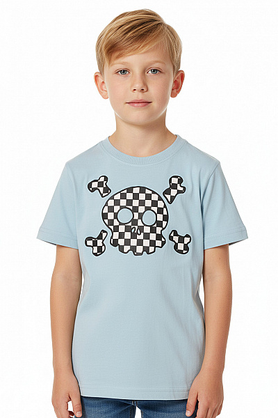 HM  Dětské Chlapecké SvětleModré Tričko Lebka Kostra Kostičky Velikost 92