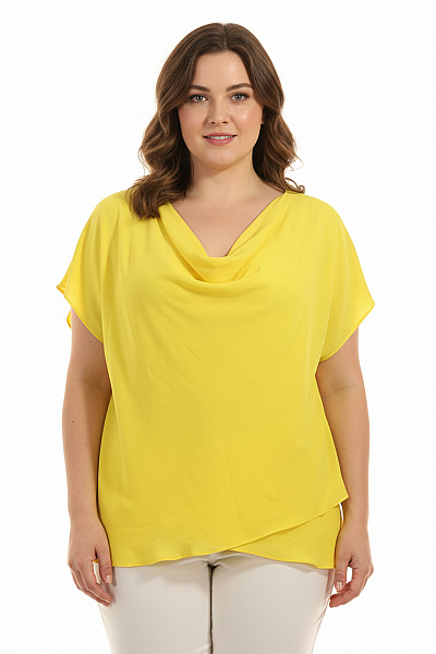 Joseph Ribkoff žlutá Halenka Bez Rukávů Elegantní Volná Asymetrická Vel. XXL