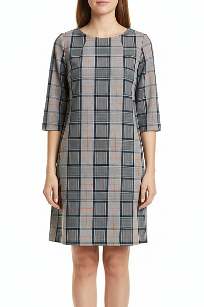 Šedé Kostkované Letní šaty Retro Rovné Tunikové Denní Vel. XL