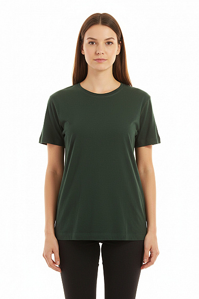 Hannes Roether Dámské Tričko Zelené Basic S Krátkým Rukávem Kulatý Výstřih Jednobarevné Velikost XXL