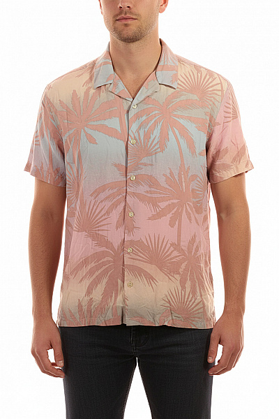 Key Largo Pánská Havajská Košile Krátký Rukáv Letní Vzorovaná Růžová Modrá Velikost XL