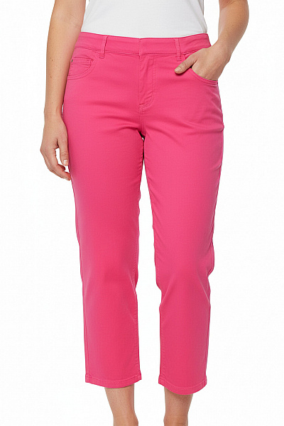 GERRY WEBER Dámské Rovné Kalhoty HIGH LIGHT Pohodlné S Kapsami Růžové Vel. L
