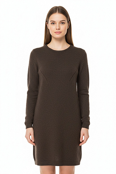 AXARA Dámský Hnědý Akrylový Pletený Prodloužený Pulovr Basic Podzimní Velikost S