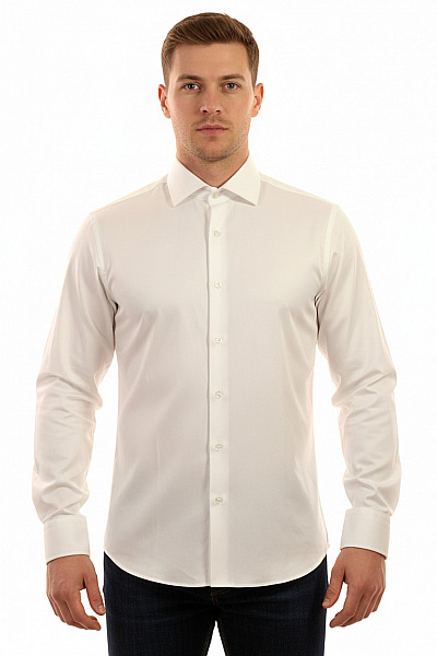 ARTIGIANO Pánská Bílá Košile Dlouhý Rukáv Elegantní Business Vypasovaná Velikost 40