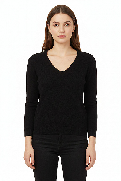 LAWRENCE GREY Dámský černý Pulovr S Výstřihem Do V Basic Vel. 34