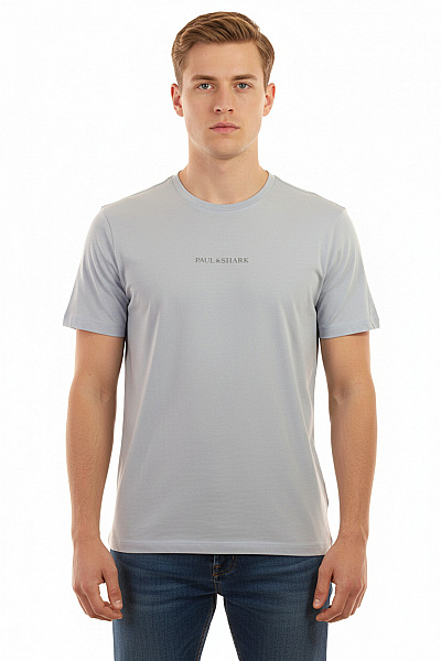 Paul&shark Pánské Tričko S Krátkým Rukávem A Nápisem Světle Modré Basic Velikost L