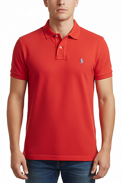 Ralph Lauren Pánské Bavlněné červené Polo Tričko S Krátkým Rukávem A Výšivkou Vel. S