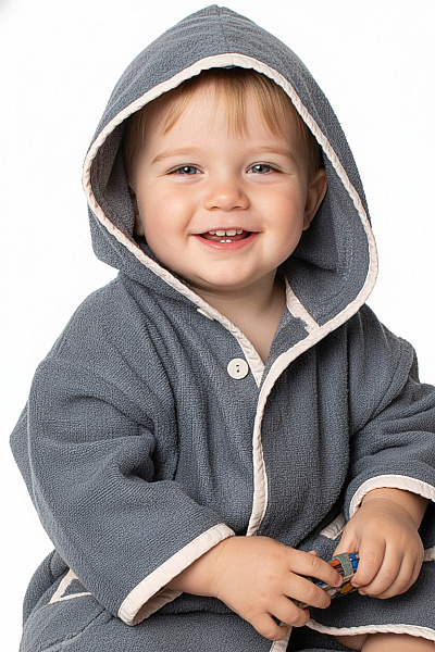 Dětská Chlapecká Šedá Mikina Kapuce Terrycloth Zapínání Knoflíky Vel. 1/2roky