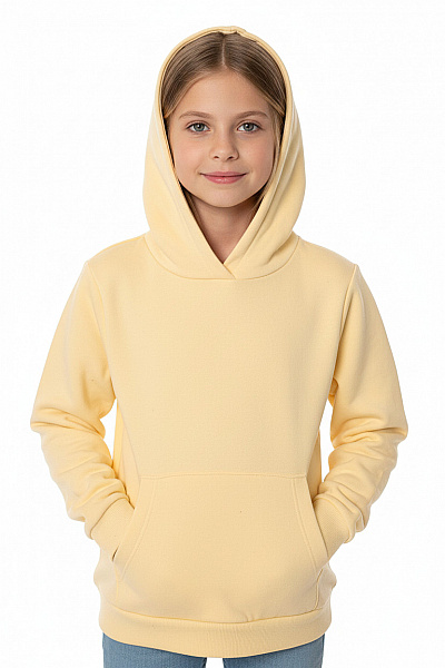 Name It Dívčí žlutá Mikina S Kapucí Klokaní Kapsa Volný Střih Velikost 7/8let