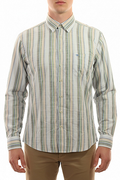 FYNCH-HATTON Pánská Dlouhá Košile Pruhovaná Ležérní Business Regular Fit Velikost L