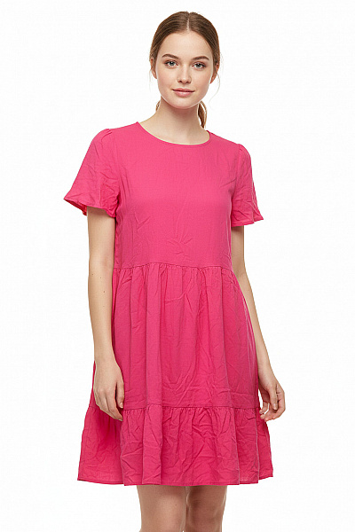 VILA Růžové Volné Letní šaty Krátké Volnočasové Denní Vel. 36