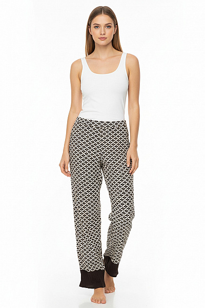 ONLY Dámské Letní Volné Kalhoty černobílé Vzorované Pohodlné S Gumou V Pase Velikost S