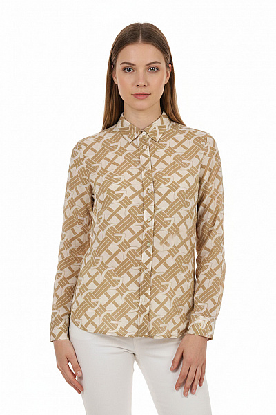 GANT Dámská Košile Dlouhý Rukáv Béžová Vzorovaná Elegantní Regular Fit Vel. 38