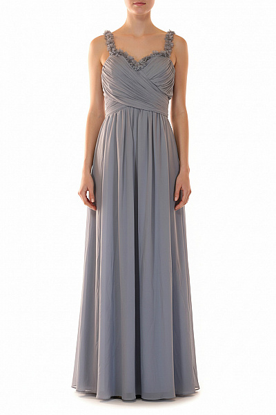 Kraimod Dlouhé Společenské šaty Na Ramínka šifonové Modré Elegantní Velikost S