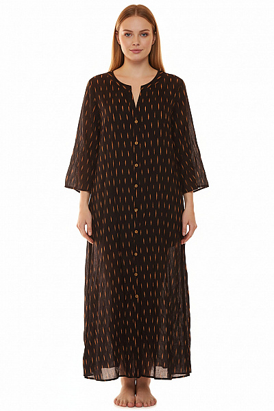 Watercult Dámské šaty Krátký Rukáv Volnočasové Dlouhé černé S Potiskem Vel. L