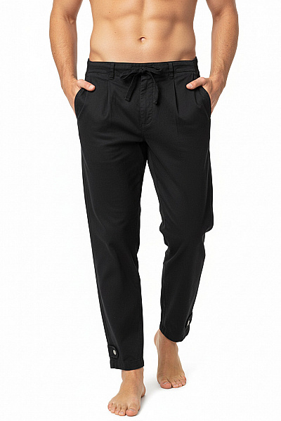 JACK & JONES Pánské černé Volnočasové Kalhoty S Mašlí A Knoflíky Pod Kolena Velikost 34