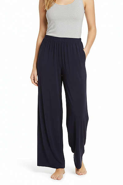 MARINA Dámské Letní Volné široké Pohodlné Tmavě Modré Kalhoty S Gumou V Pase Vel. L