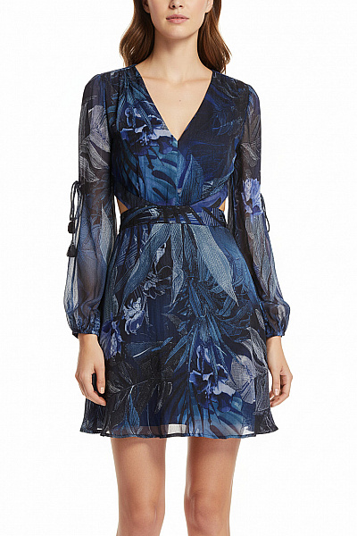 Guess Dámské Letní šaty Květované S Dlouhým Rukávem Velikost Xs