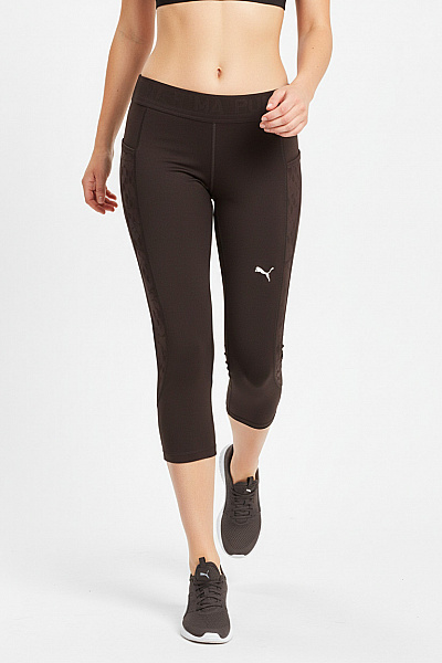 Puma Dámské 3/4 Sportovní Legíny S Kapsami Pohodlné Na Cvičení Tmavě Hnědé Vel. S