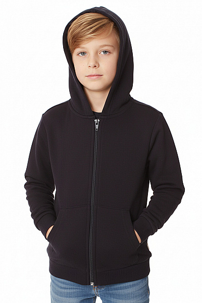Minymo Dětská Chlapecká Černá Mikina Zip Kapuce Bavlněná Klokaní Kapsa Vel. 110
