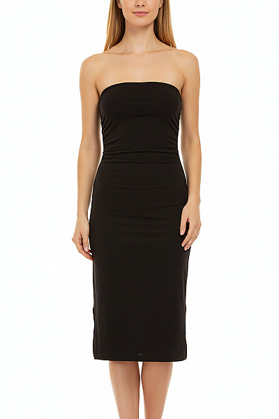 HM  Dámské černé Polyesterové Pouzdrové Letní šaty Bez Ramínek Midi Jednoduché Velikost S