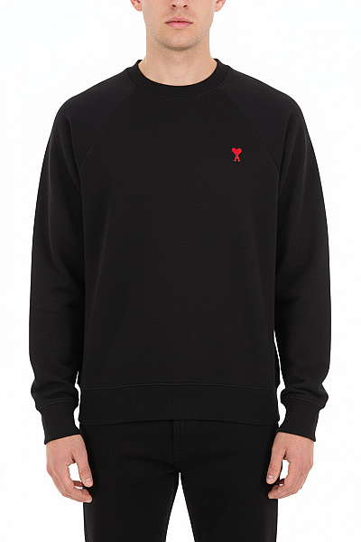 Ami Alexandre Mattiussi Černá Mikina Přes Hlavu Streetwear S Výšivkou Jednobarevná Velikost L