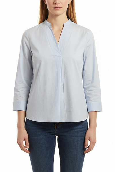 Van Laack Dámská Bavlněná Světle Modrá Košilová Halenka Elegantní S Dlouhým Rukávem Velikost 44