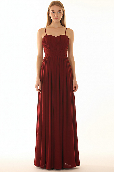 Kraimod Dlouhé Bordó šifonové Společenské šaty Na Ramínka Empire Vel. 36