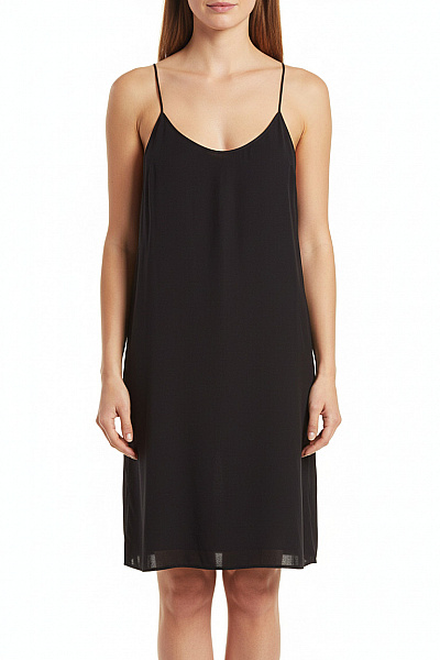 Dámská černá Acetátová Košilka Tenká špagetová Ramínka Průsvitná Vel. 25