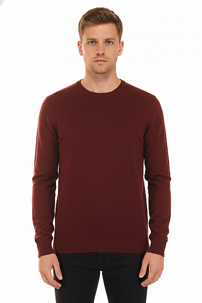 Roberto Cavalli Pánský Bordó Tenký Základní Svetr Přes Hlavu S Dlouhým Rukávem Velikost S