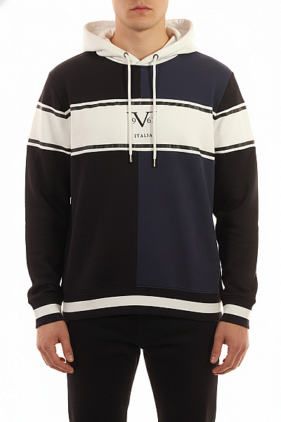 Pánská Bavlněná Mikina S Kapucí Přes Hlavu Pruhovaná Streetwear Vel. 2XL